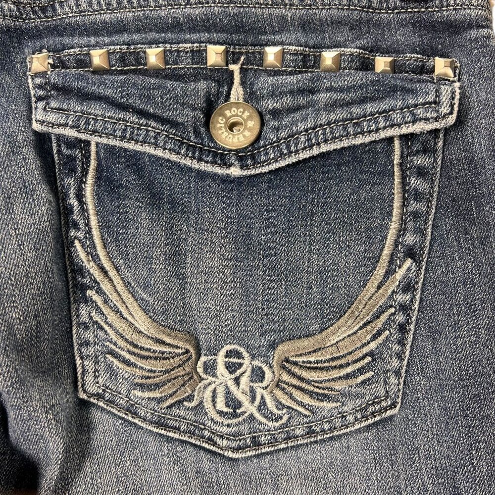 Rock & Republic Kasandra Studded Bootcut Jeans 12M Womens Denim Medium Wash - Picture 8 of 13